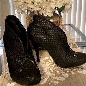 Black Quilted Booties with Bow Detail